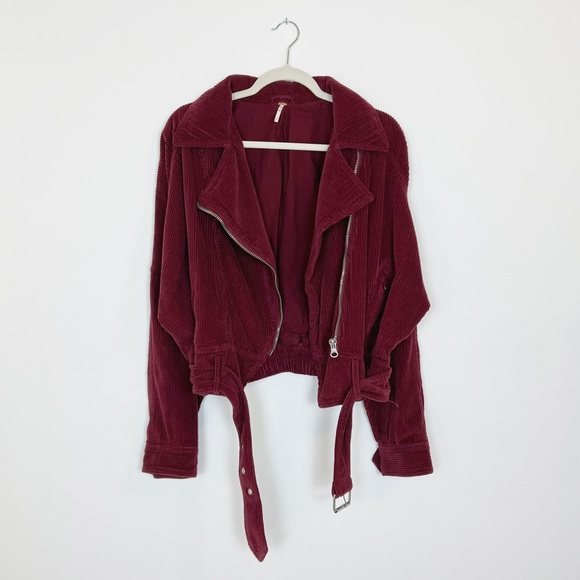 Free People Dolman Corduroy Moto Jacket Asymmetrical Zipper Coat Boho Size M - Picture 7 of 13